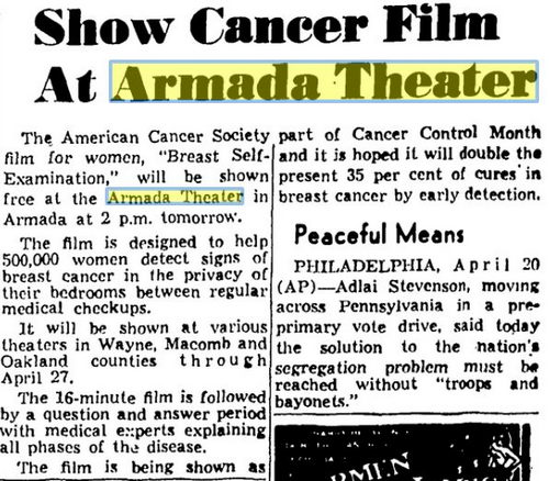 Armada Theatre - April 1956 Article (newer photo)